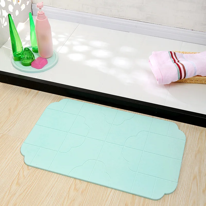 Non Slip Dry Fast Bath Mat Extra Hard and Absorbent Engrave Diatomite Mat