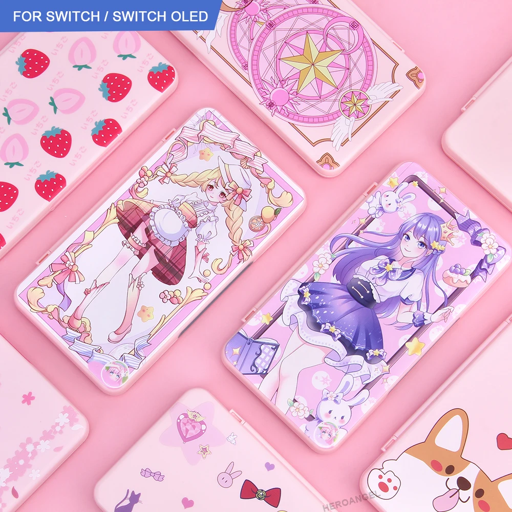 New Arrival 24in-1 Pink Cute Girl Portable Card Box with TF Solt Protective Card Case For Nintendo Switch/Oled Accessories