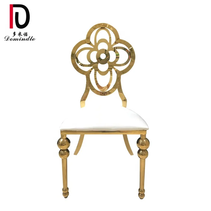 Stainless steel frame fancy flower shape leather gold chair metal