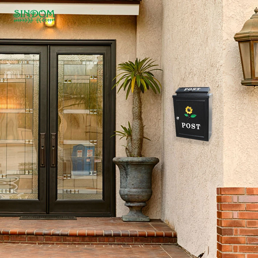 
High quality solid rust-resistant postal mail box sunflower postbox letterbox with lock 