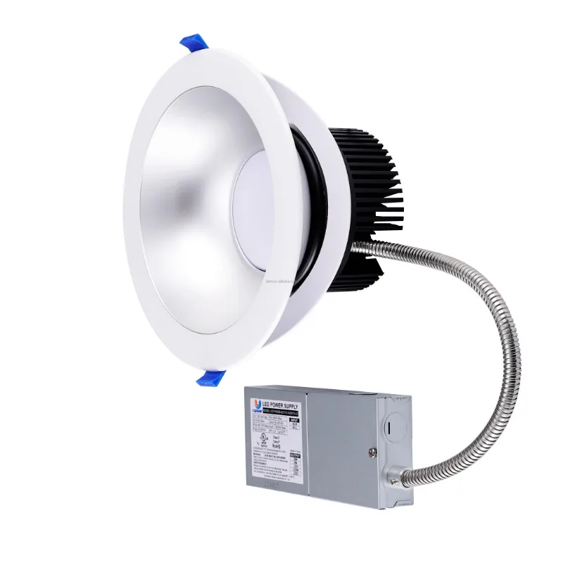 3cct 30k40k50k ETL ES FCC 10inch 55w Downlight Gimbal 100-347v 0-10v Dimmable Switchable Reflectors Black White Brush Nickel