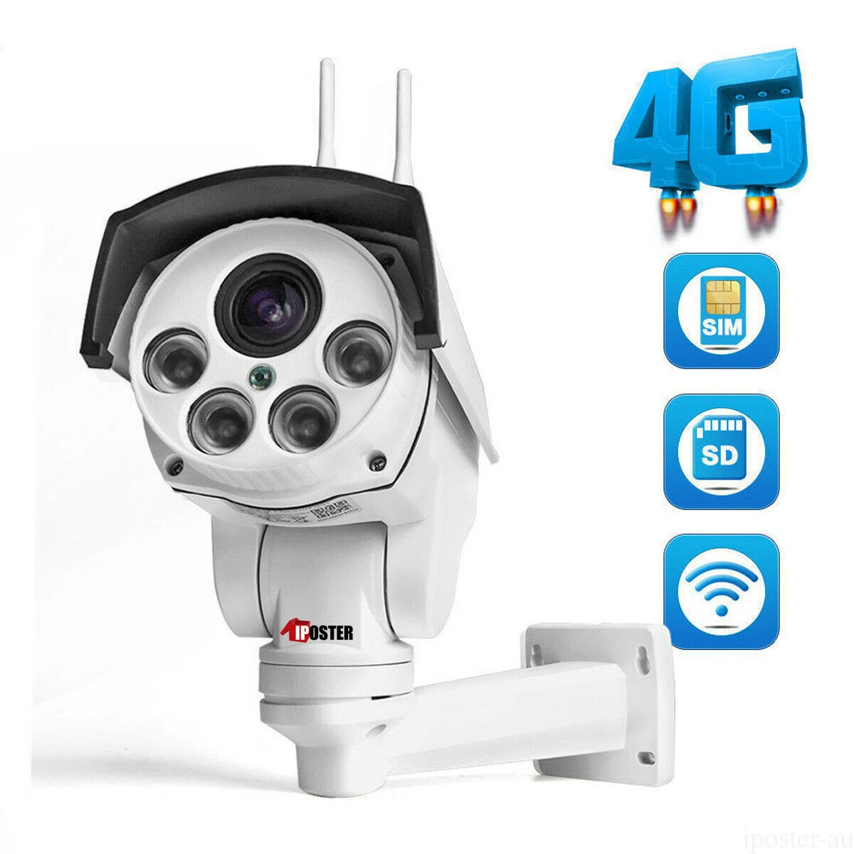 
Factory Supply iPoster Wireless 10X Zoom Auto Focus Lens Wifi HD 1080P 3G 4G SIM Card Bullet PTZ Camera 