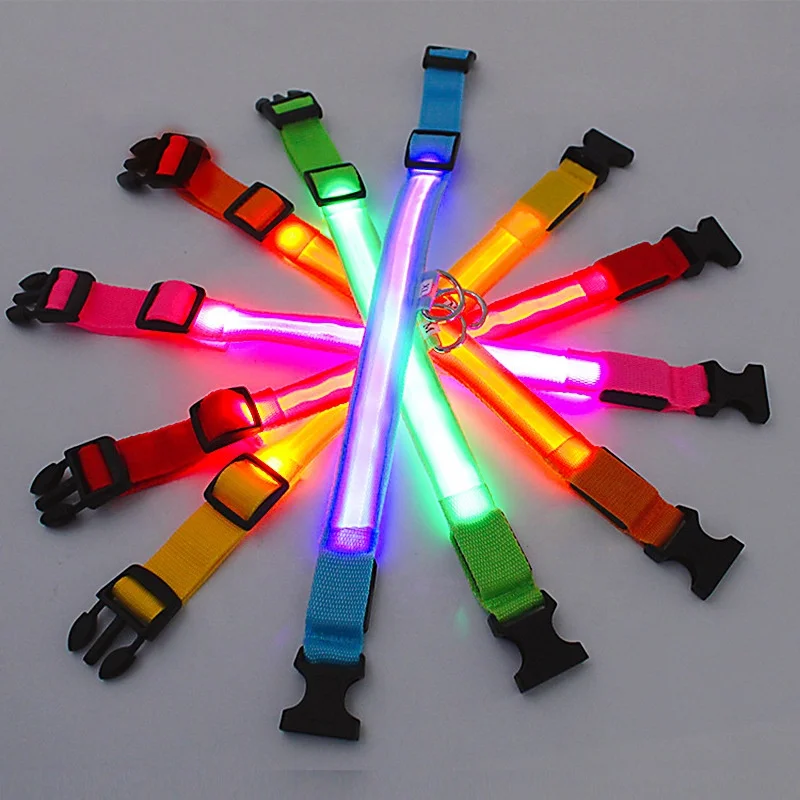 Custom Waterproof Flashing Light Up Reflective Pet Collar Adjustable Battery Luxury LED Dog Luminous Collar for Dog