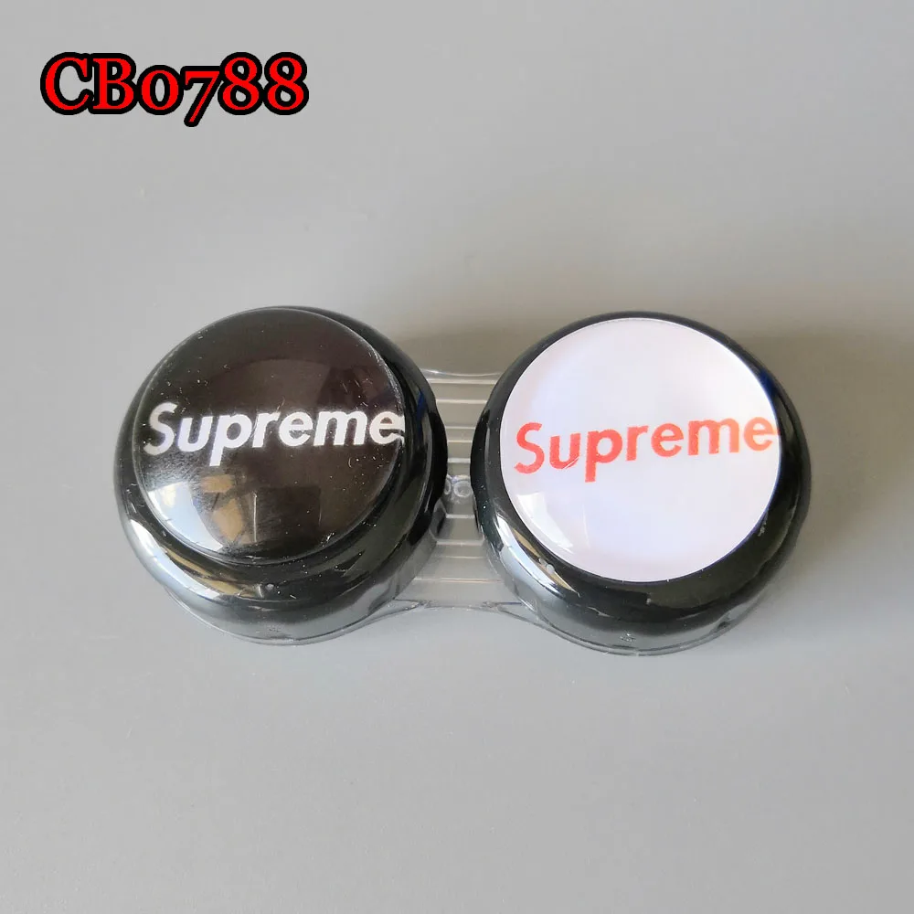 Популярный простой стеклянный чехол для контактных линз с надписью, маленький дорожный бокс CB0788