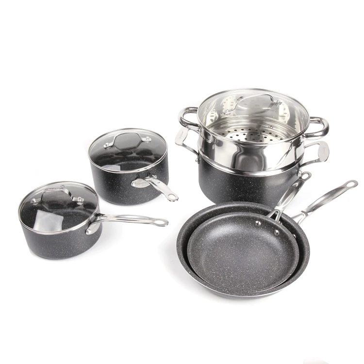 12 pcs cooking pots set fry pan nonstick aluminum cookware set