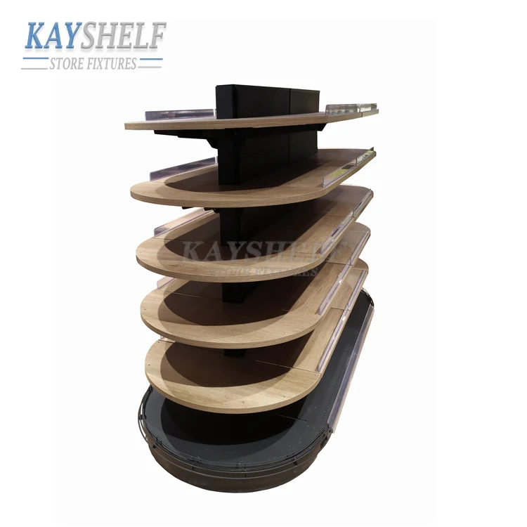 Оптовая продажа двухсторонняя модульная полка для горнолыжного супермаркета из дерева и