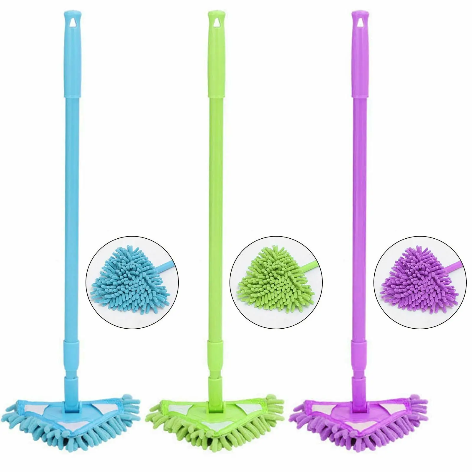 180 Degree Rotatable Mini Triangle Mops Telescopic Wall and Ceiling Mops Car Window Cleaner Wiper Cleaning Kitchen and Bathroom