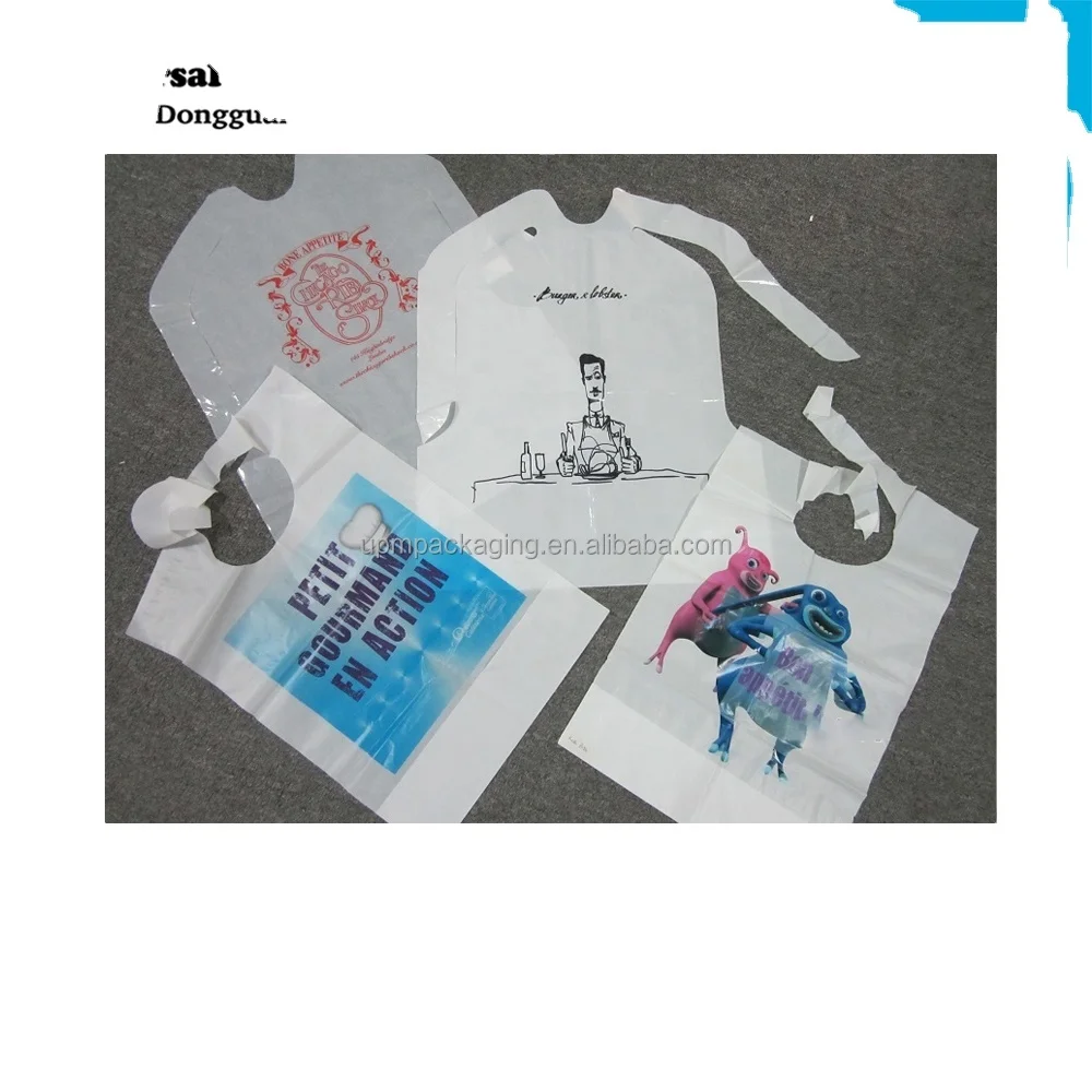 One time use disposable waterproof kitchen LDPE plastic apron baby bibs