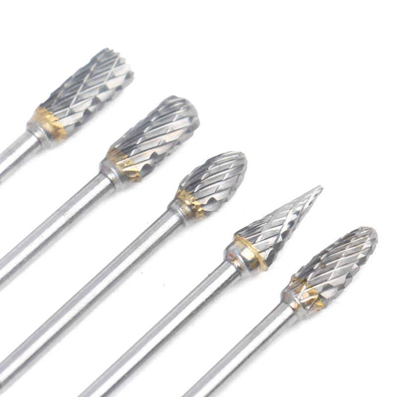 10PCS 3mm Shank Double-Cut Tungsten Carbide Rotary Burr Set Milling Cutter Tools For Copper Aluminum Wood Grinding