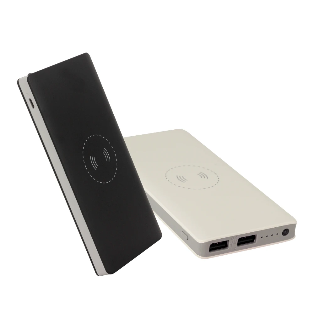 Ультра тонкий перезаряжаемый светодиодный фонарик Фонарь Qi Power Banks 10000 мАч беспроводной внешний аккумулятор