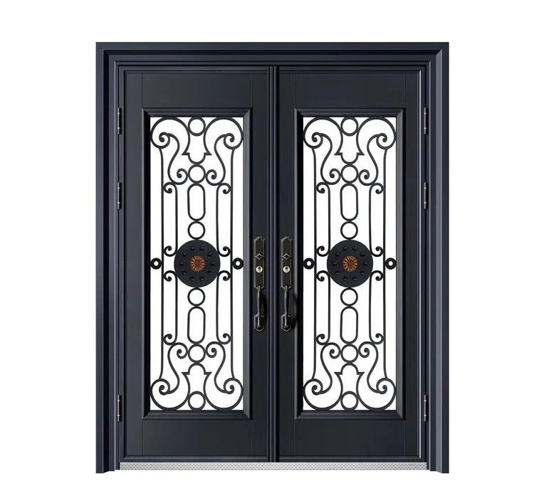 Modern Villa Entry Doors Exterior Doors Digital Lock Main Entrance Wrought Cost Iron Door For Houses