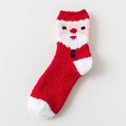 merry christmas red socks thicken warm christmas tree snowflake snowman pattern cotton socks