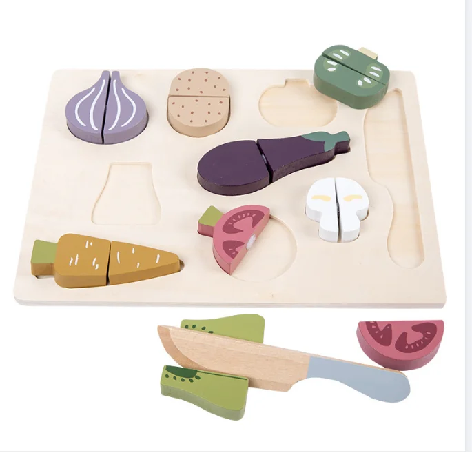 Toddler Jigsaw Cut Fruit Toy Wooden High-Quality Vegetable Cut Toy Kitchen Food Toys
