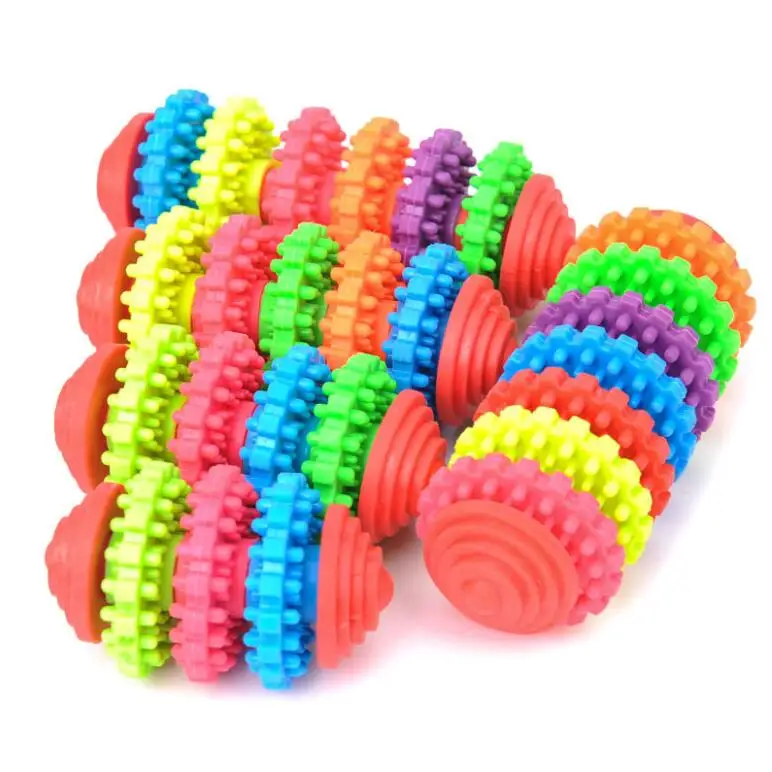 Durable Rubber Bite Resistance Pet Dog Toy Colorful Teeth Cleaning Pet Dog Chew Ball Toys Interactive Molar Bite Pet Dog Ball