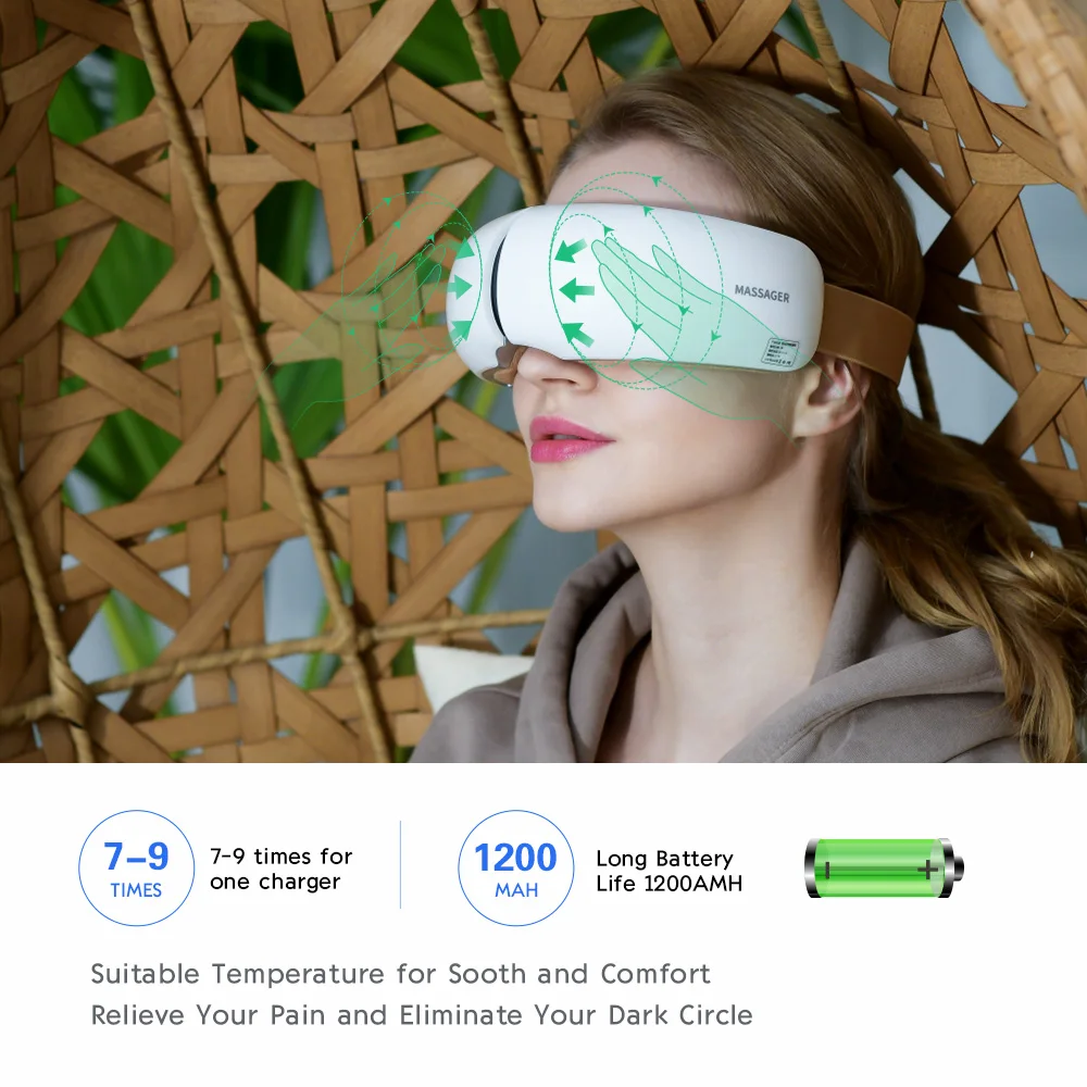 
USB Rechargeable Air pressure Vibration Heat Eye Massager With Music 