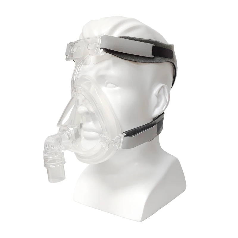 
FA-05B Silicone CPAP mask full face for BIPAP BMC Resmed Respironics COPD breathing machine with black cpap headgear straps 