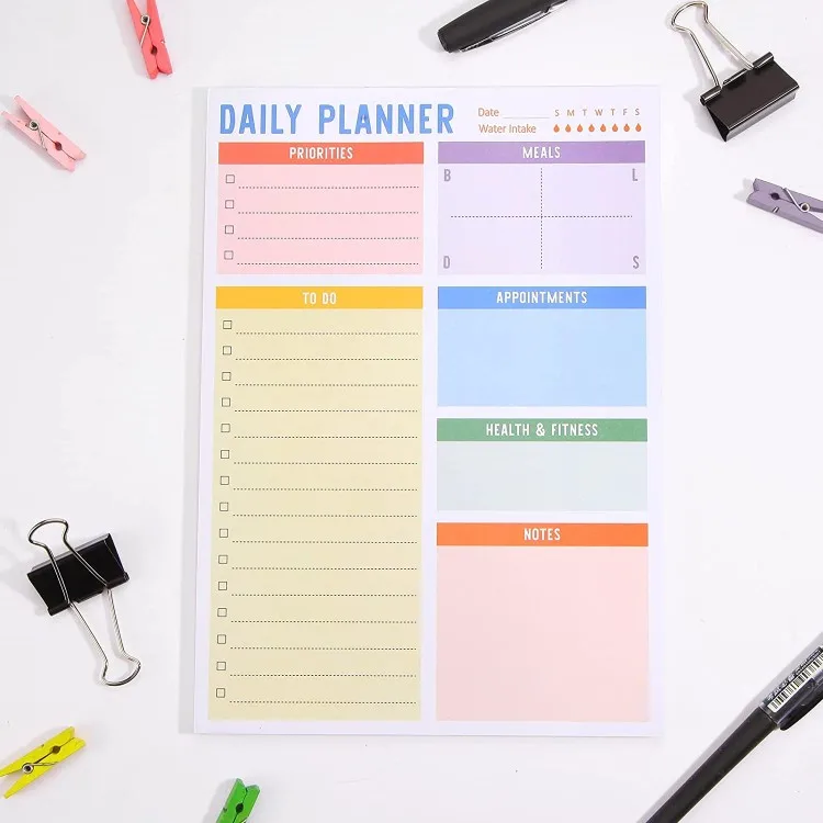 Custom Promotional  Daily Planner Accessories Undated Day Journal to Do List Notepads