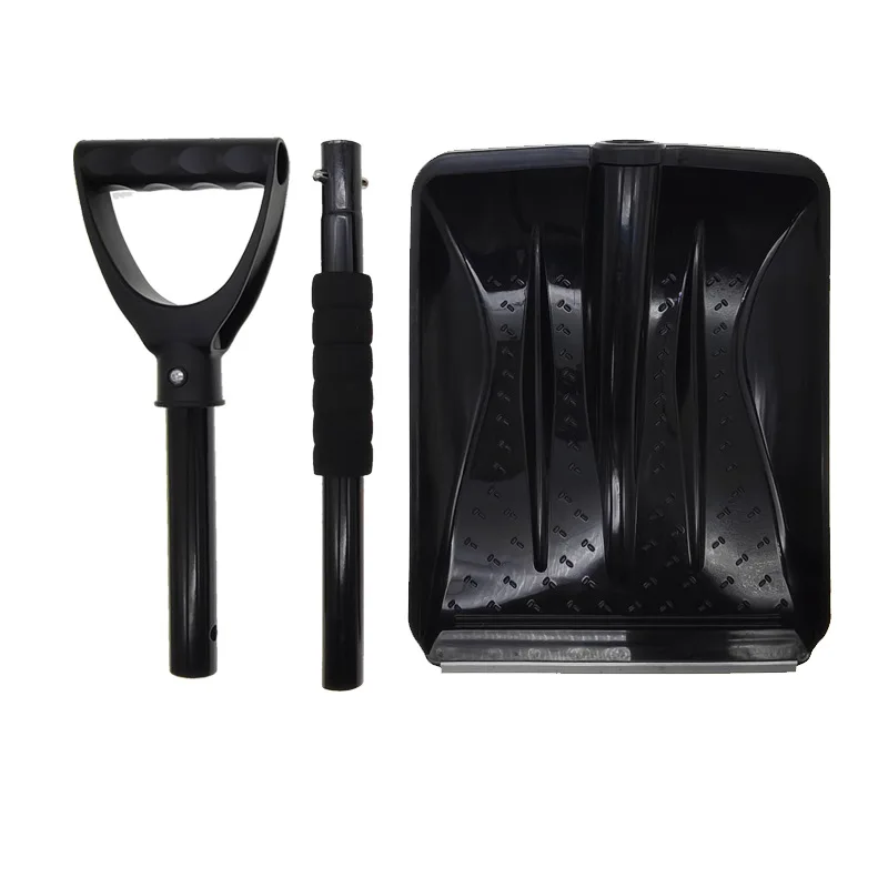 Promotional twist lock snow pusher function portable snow shovel aluminum handle plastic snow shovels
