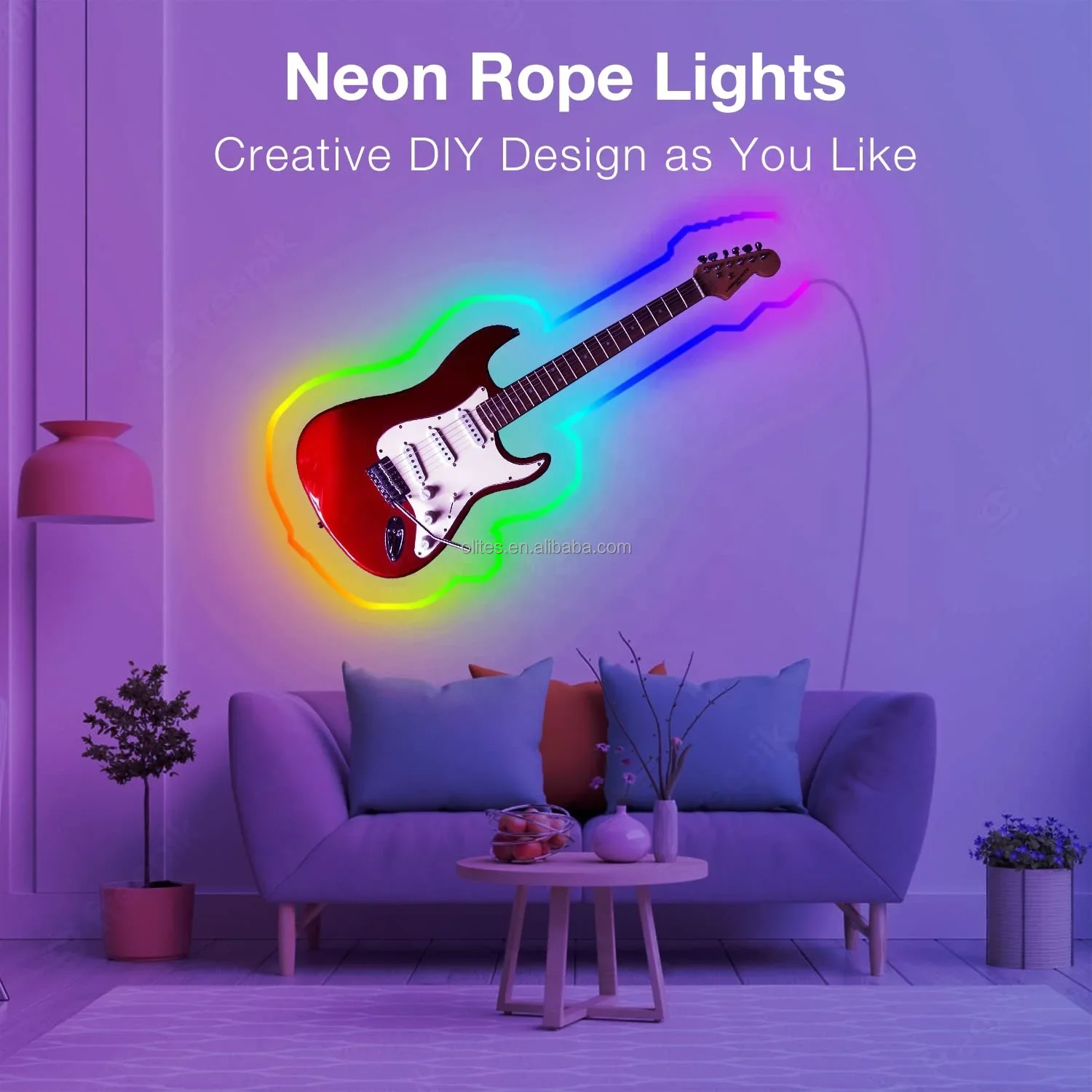 Google Alexa Smart Wifi Control LED Neon Flex Rope Strip Lights RGB Waterproof Hot Selling 16.4ft 5m IP67 Silicone 80 Magic RGB