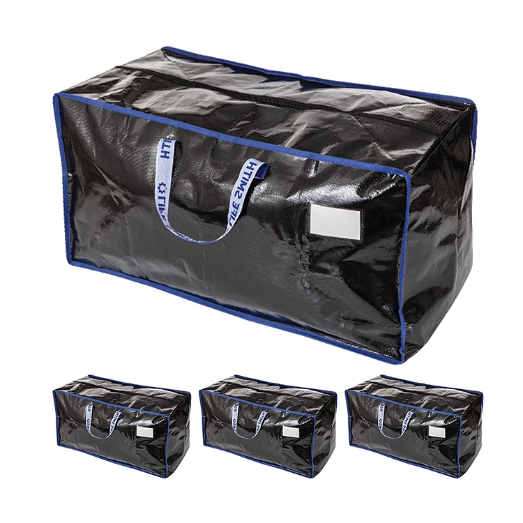 Heavy Duty Strong Handles Storage Bags Travelling Camping Packaging PE PP Moving Bag With Zipper