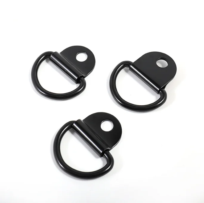 hardware black color stainless steel pulling d ring hanger with plate screws for handbag