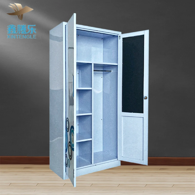 2 door clothing steel armable hanger cupboards almari cabinet locker mueble de ropa bedroom wardrobe for clothes