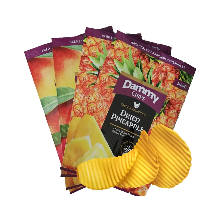 Custom printed foil metallic mango dried chips banana chips back sealed packaging bag plantain chips snack food crisp packaging