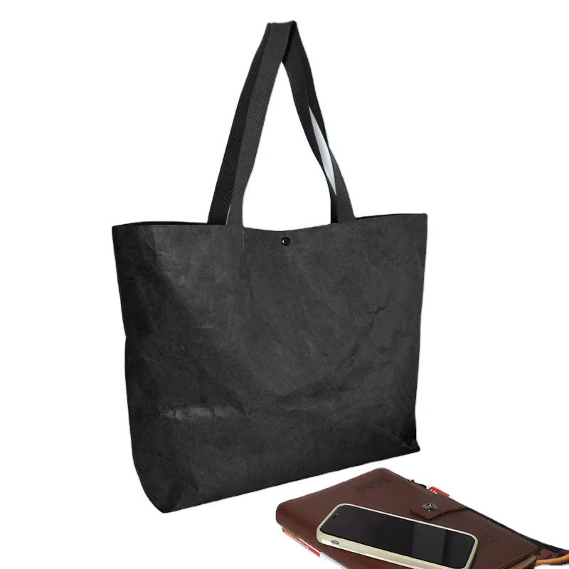 Custom logo printed eco friendly recycle tyvek waterproof coated tyvek kraft shopping bag tyvek tote paper bag