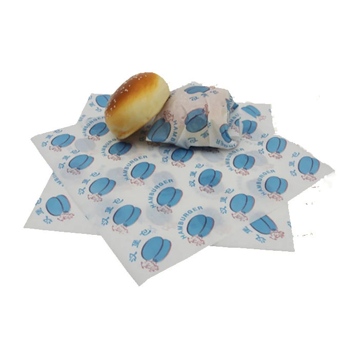 grease proof wax paper sheets with logo eco-friendly fast food paper wrap for sandwich burger chocolate wrapping paper
