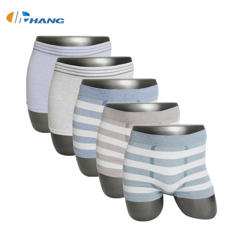 Free Size Seamless Viscose Recycled Cotton Men Underwear Striped Breathable Boxer Briefs for Men