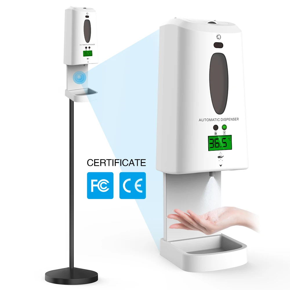 Electric sensor automatic alcohol body temperature measurement dispenser 1200 ML liquid soap thermal
