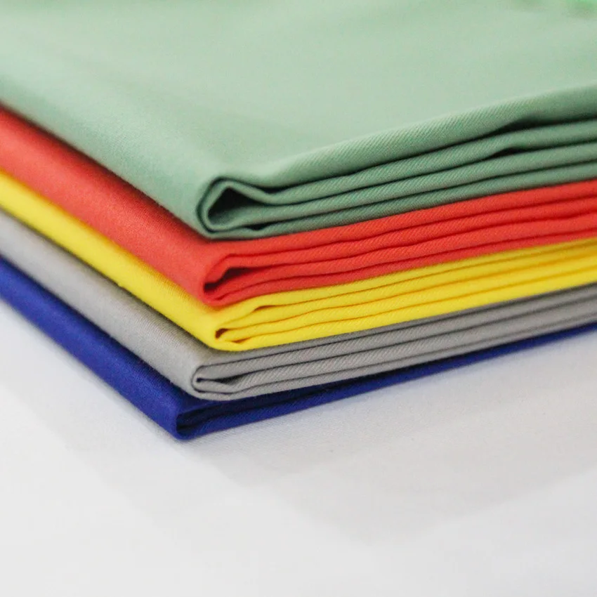 Stock woven twill textiles fabric factory wholesale solid dyed polyester cotton spandex stretch fabrics for uniform workwear