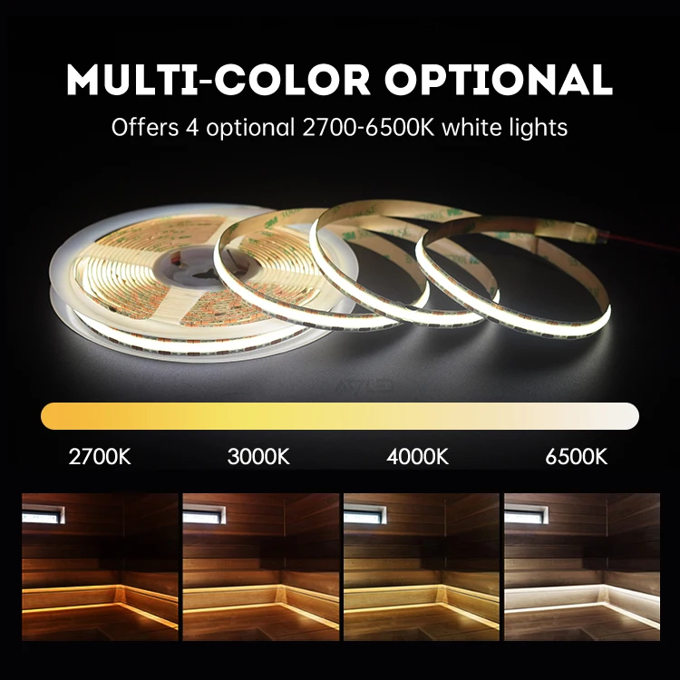 12V 24V 528Leds 8mm Wide Mini Cut COB LED Strip Light Ra90 Super Bright 10W Cuttable Flex LED Light Strip