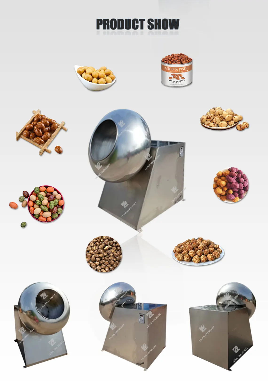 Professional roasted nuts sugar coating machine peanut chocolate candy coating machine