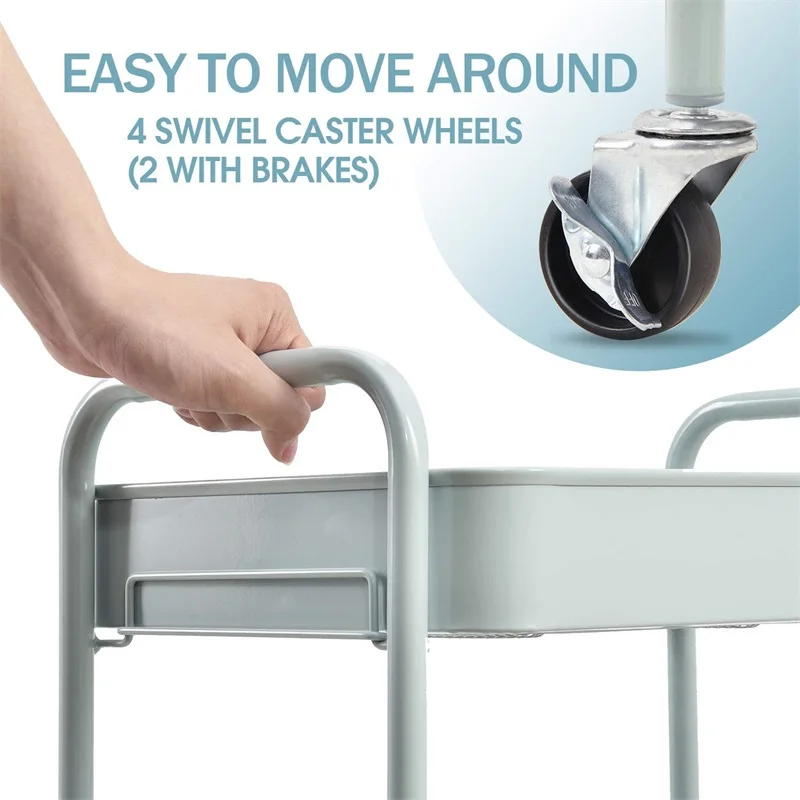 Hot Sale Best Bathroom 3 Tier Stainless Steel Shelves Trolley Utility Storage Rolling Carts Metal Kitchen Trolley With 4 Wheels