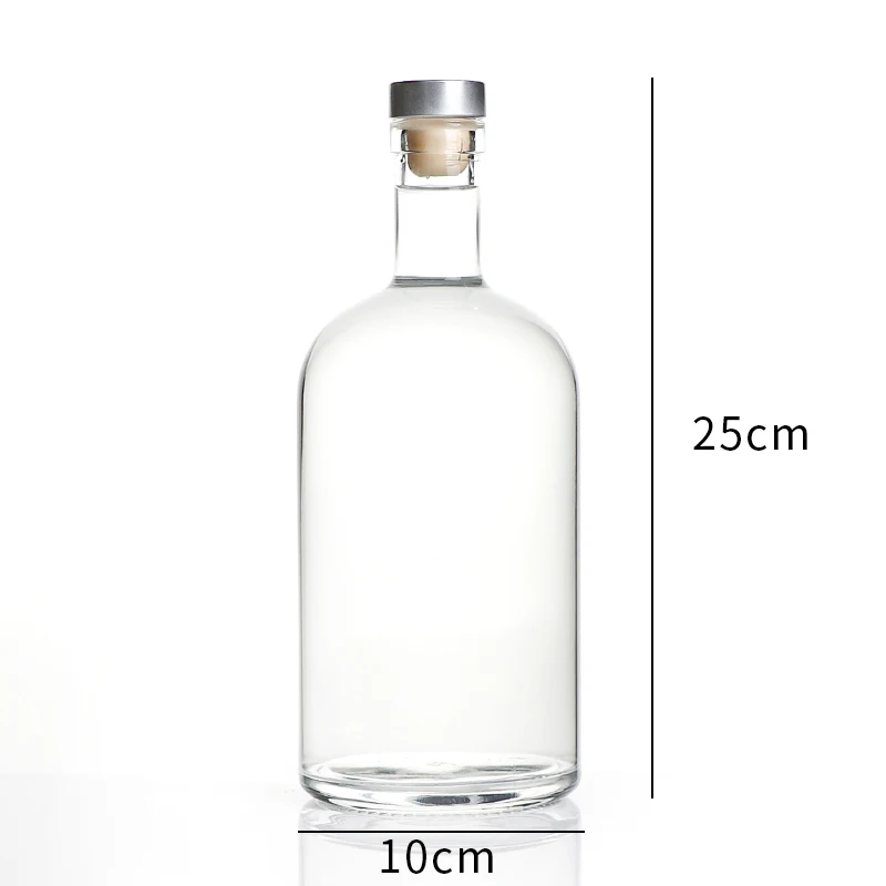 Hot sale 50ml 100ml 200ml 375ml 500ml 750 ml 1liter spirits vodka gin liquor glass bottle with cork or screw cap for sale