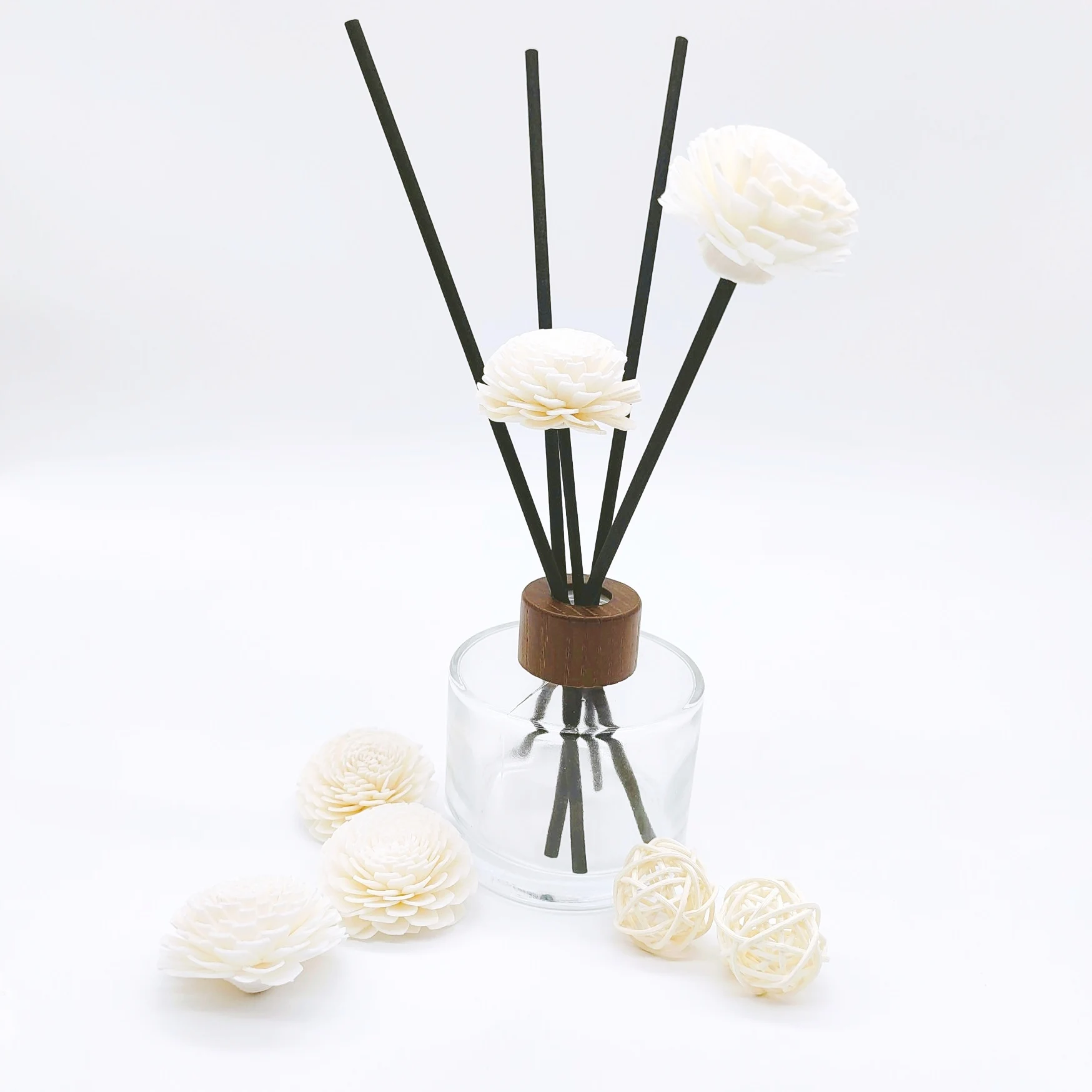 Освежитель воздуха для домашнего декора, рассеиватель из черного волокна с деревянным цветком Sola ручной работы