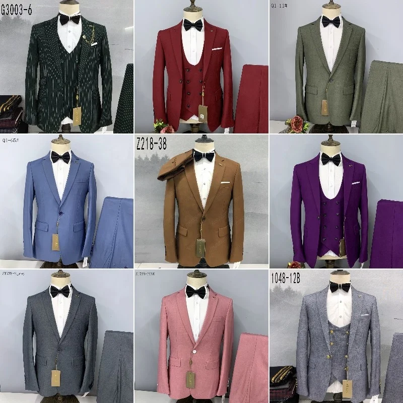 Custom High Quality Luxury Wool Navy Blue Formal Business Dress Clothes 2 Pieces Pant Coat Set Slim Men Suits for Men