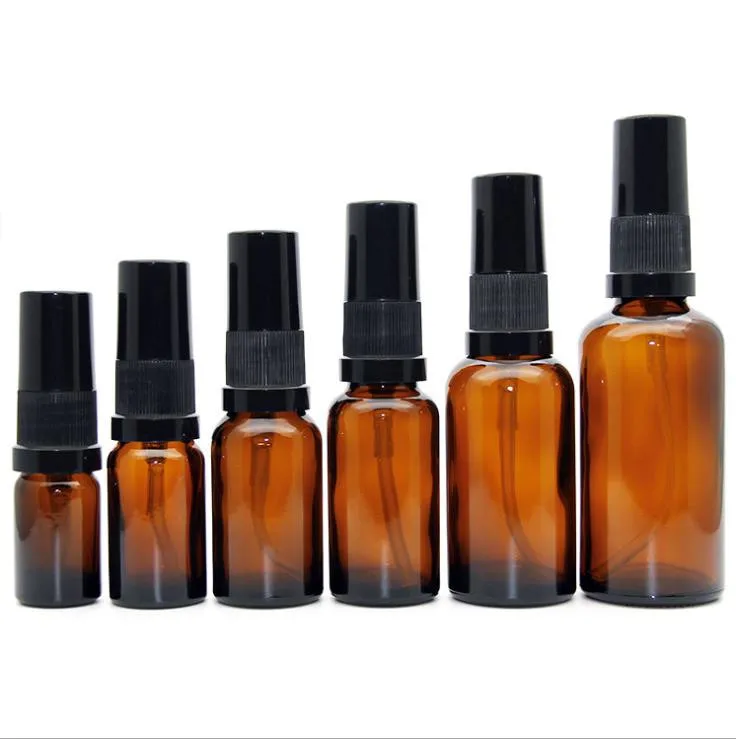 in stock!1/2 oz  15ml  amber empty cosmetic glass pump spray bottle perfume/essential oil bottle