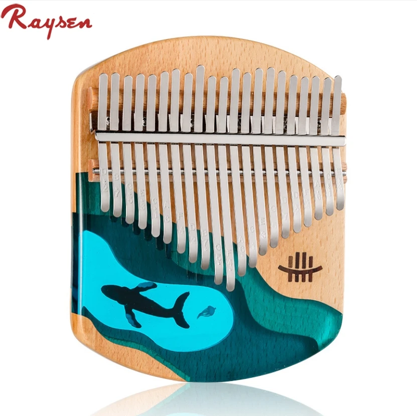 New plate kalimba wooden 21 key epoxy resin fish thumb piano Hluru