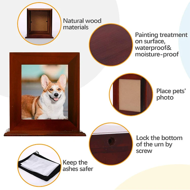 
New sustainable photo frame cremation Pet Wood Memorial Urn for Ashes 