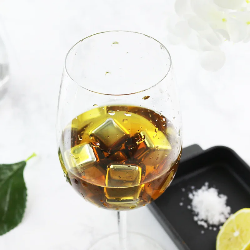 Custom personalized reusable metal stainless steel ice cube  artificial cocktail ice cubes