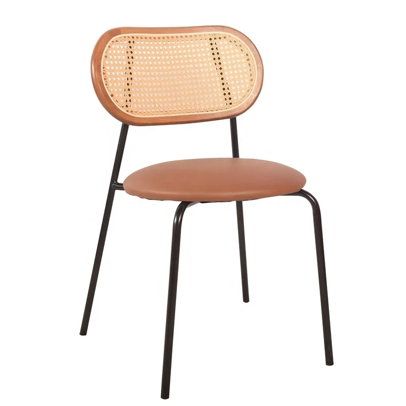 North European Japandi Modern Luxury Elegant Dining Room Single Leisure Simple Movable Solid Wood Chandigarh Rattan Chair