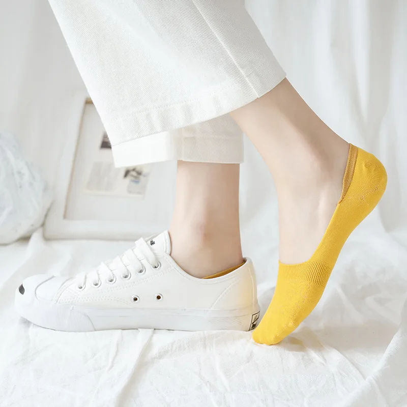 Wholesale No Show Candy Color Silicone Non-slip Invisible Socks Casual Anti Slip Low Cut Socks For Women