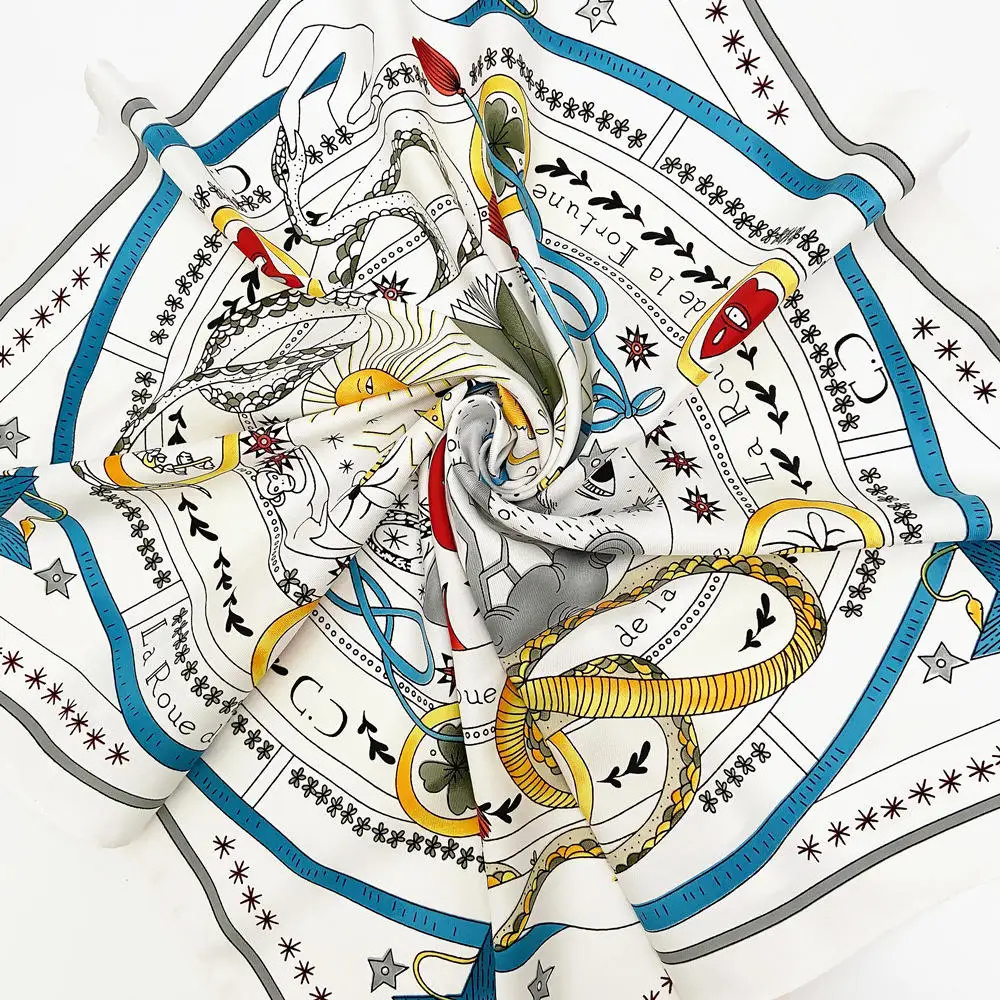 Edge Laying Head Scarves Square Ties Bag Tie Ribbon Custom Printed Silk Hijab Wig Print Hair Scarfs Satin Striped Scarf