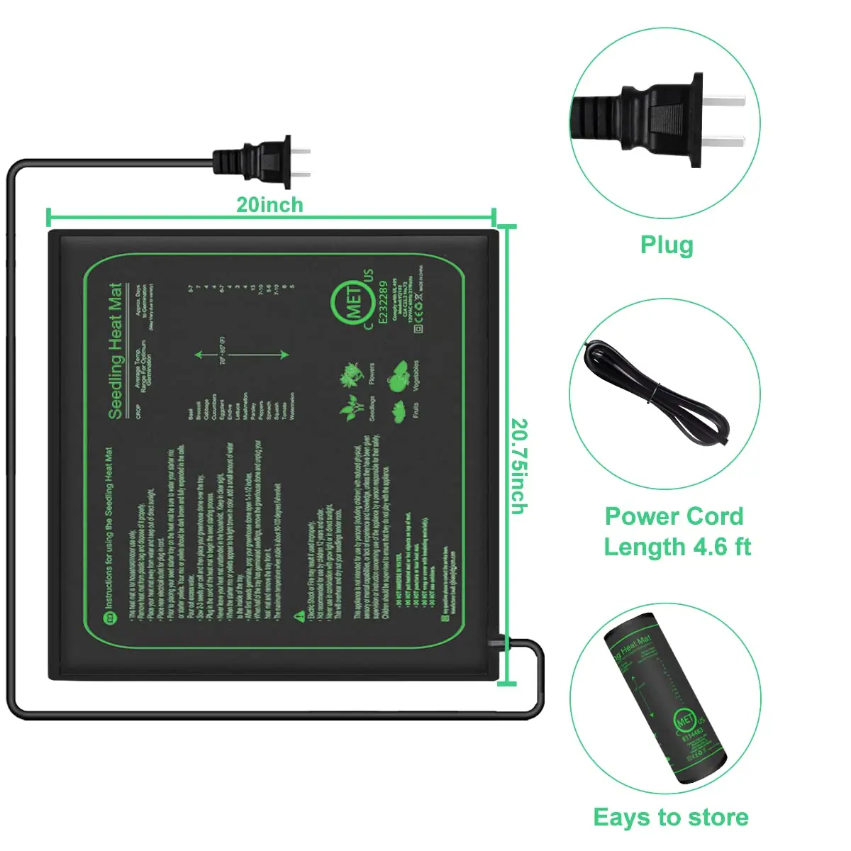 Seed Starting Waterproof Heating Pad Indoor Plants Germination Seedling Heat Mat