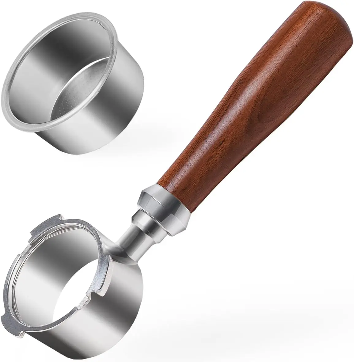 With hole design espresso coffee filter made of stainless steel and wooden have different size 51mm,54mm,58mm