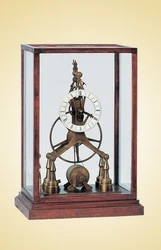 Imitated from 17th  French Vintage  Antique Oval Polished Brass Movement Fusee Skeleton Clock  glass cover & Wooden case