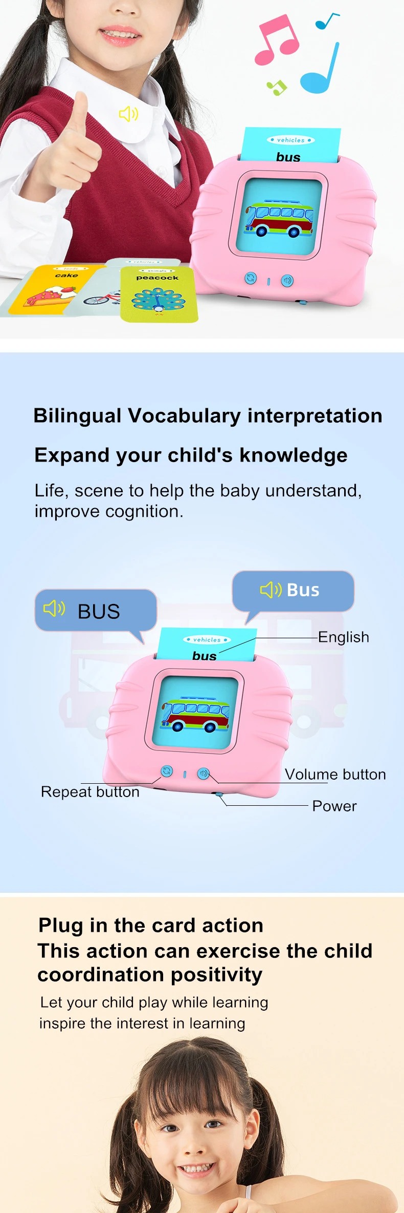 Kid Enlightenment Card Type Early Education Machine Interactive Eye Protection Card Reader Light weight And Comfortable Design 