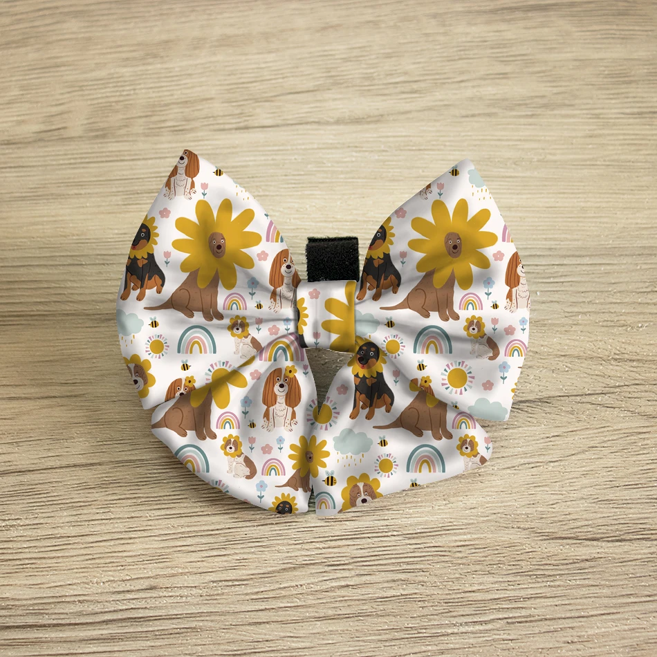 pet accessories 2023 best selling custom dog bow tie collar wholesale sublimation pattern colorful durable dog grooming bows